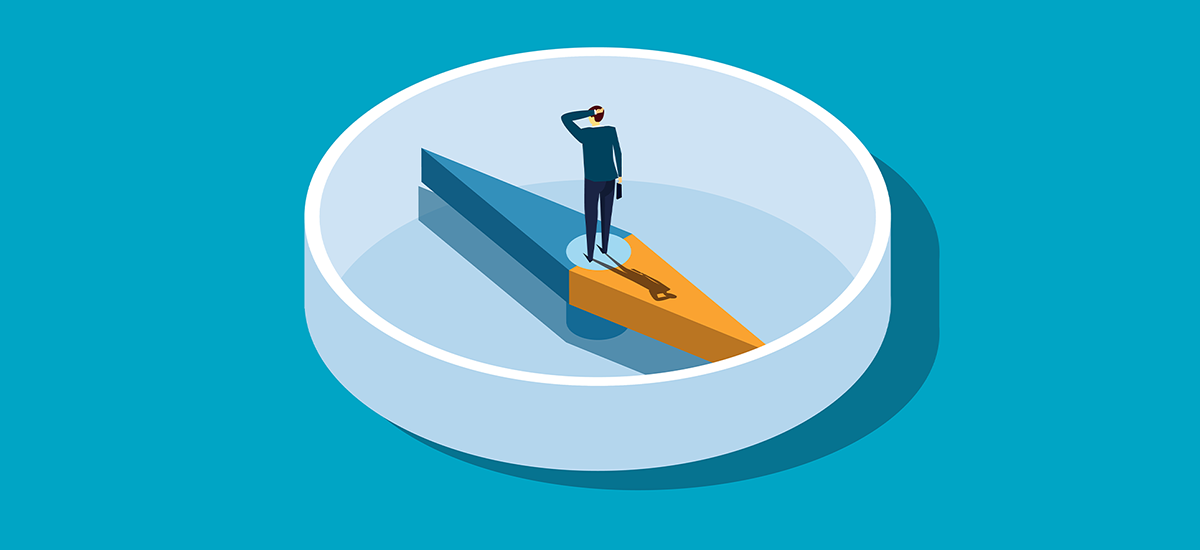 Business decisions isometric image Isometric image of man in compass